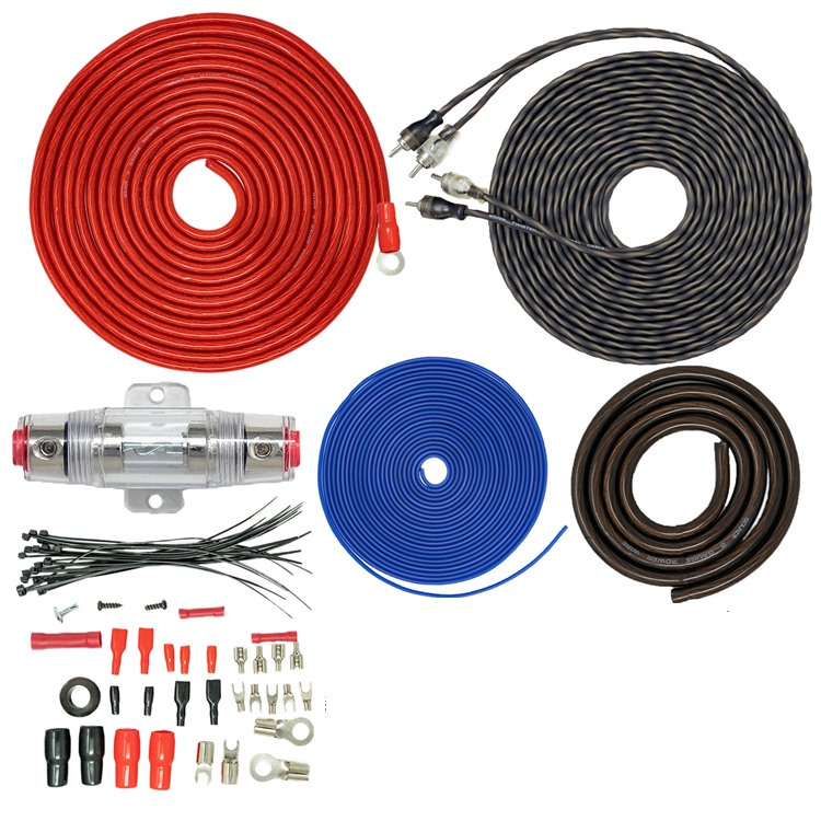 8 Gauge Audio Amplifier Install Kit Power Wiring & RCA Cables 8 Gauge Audio Amplifier Install Kit Power Wiring & RCA Cables